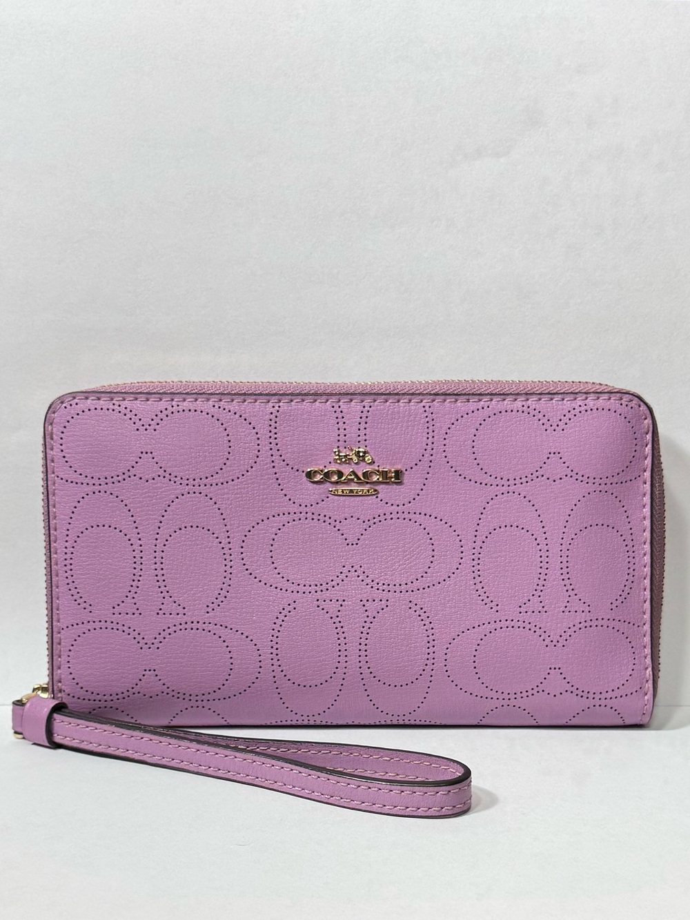 Coach Large Leather Signature Perforated Phone Wallet
